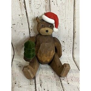 VTG Don Parks Craved Wood Santa Christmas  Bear